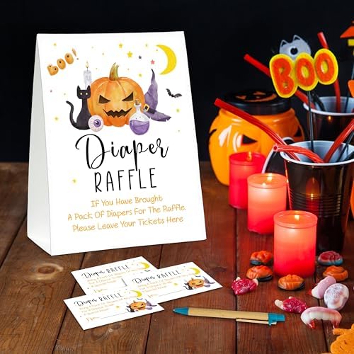 Halloween Diaper Raffle Game Sign And Tickets 1