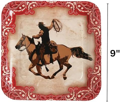 Fun Express Western Cowboy Party Square Plates 8 Pack