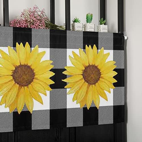 Watercolor Sunflower Kitchen Window Valance Curtains 54x18in