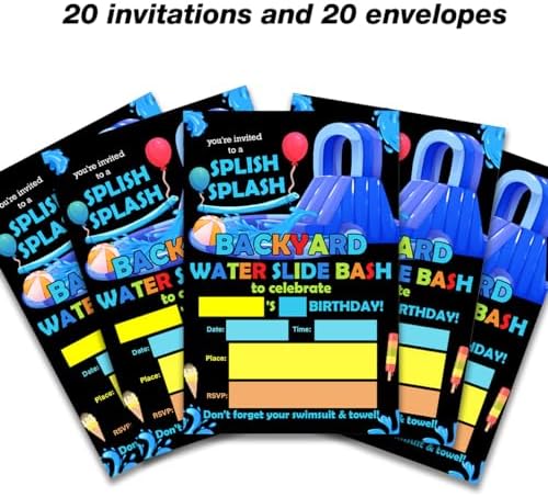 Waterslide Birthday Party Invitations Set of 20 with Envelopes