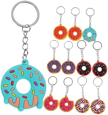 12pcs Cute PVC Donut Keychain Pack