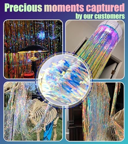 Gorgeous Holographic Iridescent Fringe Curtains 2 Pack