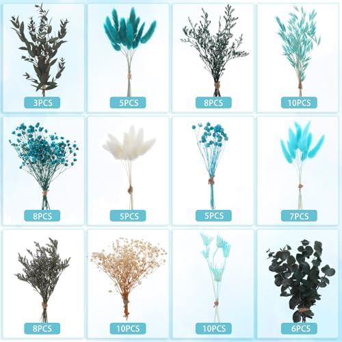 12 Pieces DIY Natural Dried Flower Set Blue