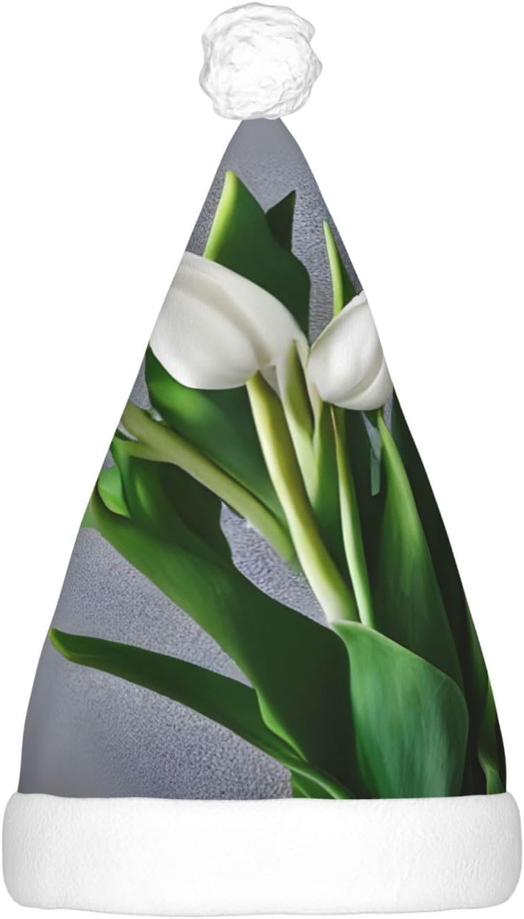 White Tulips Christmas Hat with LED Lights