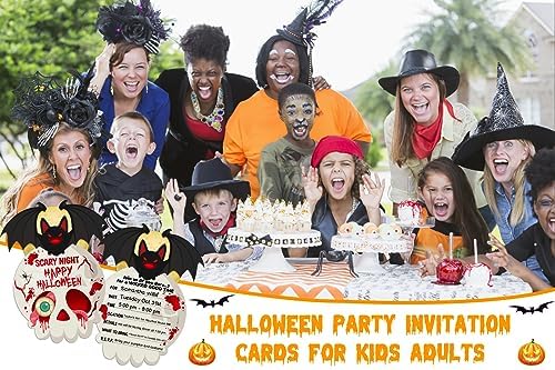 WhatSign Halloween Party Invitations Cards 12PCS Scary Bat with Envelopes
