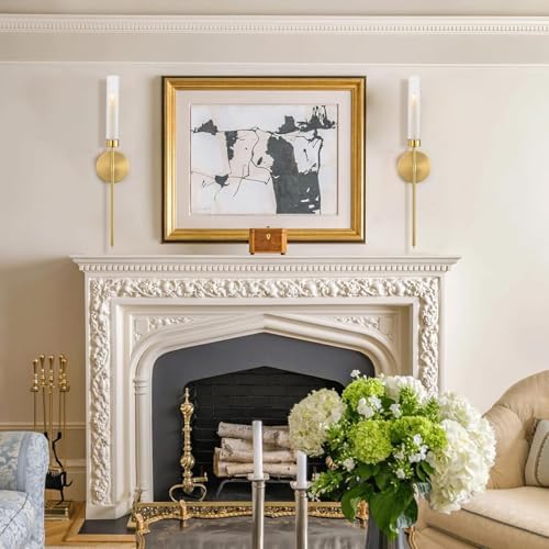 Gold Wall Candle Sconce Set of 2 for Living Room and Fireplace