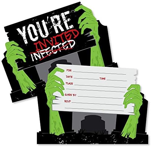 Big Dot of Happiness Zombie Zone Fill-In Invitations Set of 12