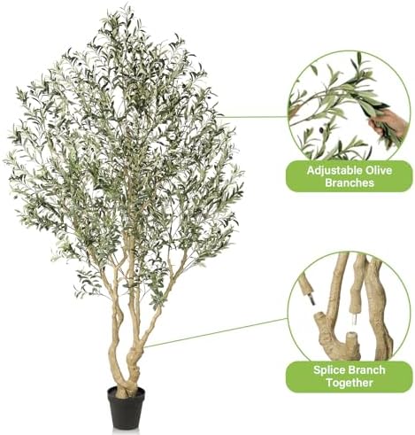 Realead 8ft Artificial Olive Tree with Realistic Leaves and Olives