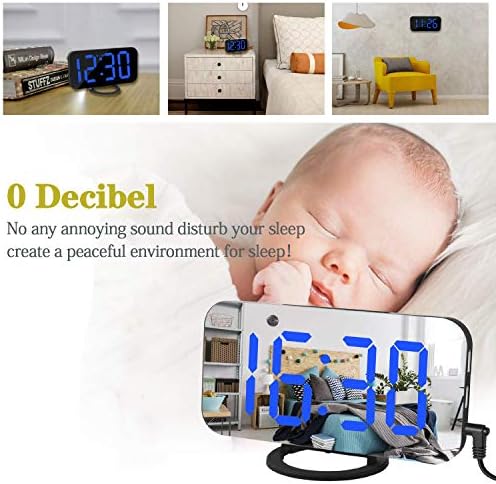SZELAM Digital Alarm Clock with USB Charger and Mirror Surface