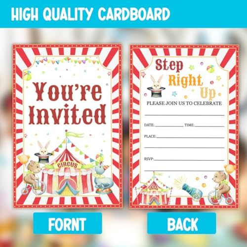 Carnival Birthday Party Invitations with Envelopes