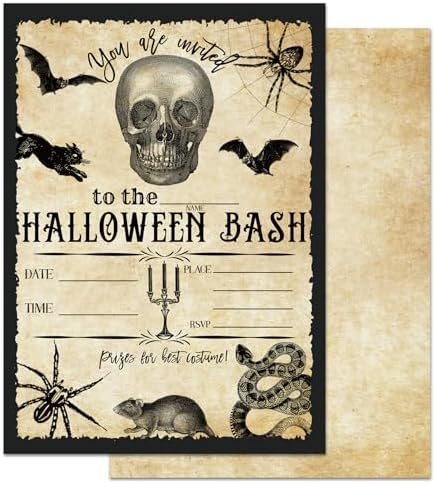 Whaline Halloween Invitation Cards with Envelopes Set of 25