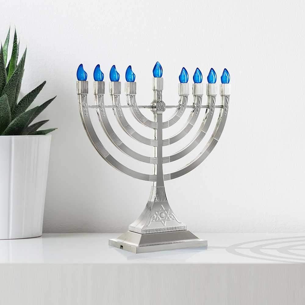 Zion Judaica 12 Inch Chanukah Menorah LED USB Powered