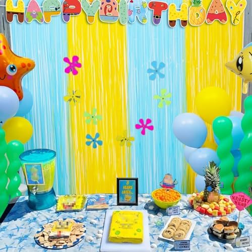 Sponge Birthday Party Decorations 2 Pack Foil Fringe Curtains