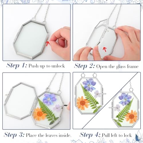 Marsui 6pcs Double Glass Frame for Pressed Flowers Silver