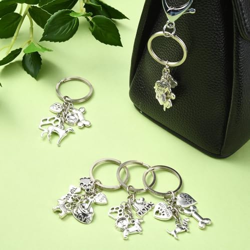 UR URLIFEHALL 5 Piece Antique Silver Dog Keychain Set