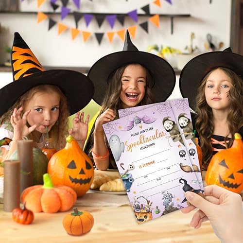 Spooktacular Halloween Party Invitations with Envelopes - 25 PCS Double-Sided Fill-In Style