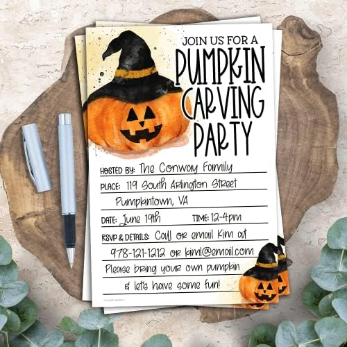 Pumpkin Carving Party Halloween Invitations 4x6