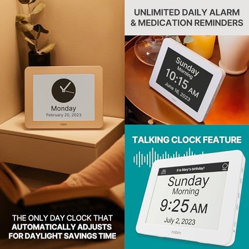 Robin Clock 2024 with Day and Date for Elderly