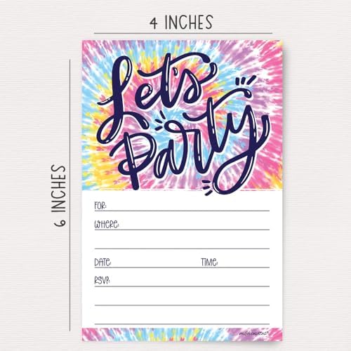 Tie Dye Birthday Invites With Envelopes 20 Count