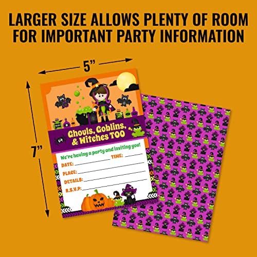 Pink Pixie Studio 25 Halloween Party Invitations with Orange Envelopes