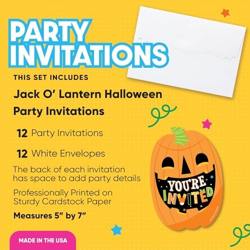 Big Dot of Happiness Jack-O-Lantern Halloween Invitation Set of 12