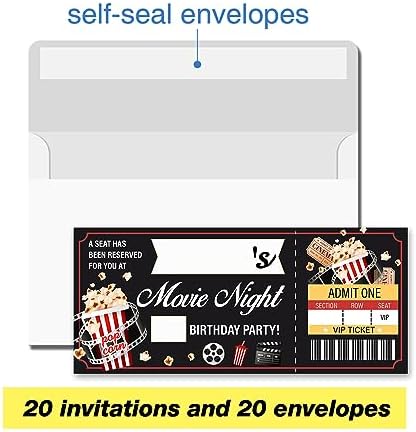 VAHATAN Movie Theme Party Invitations Set 20 Pack