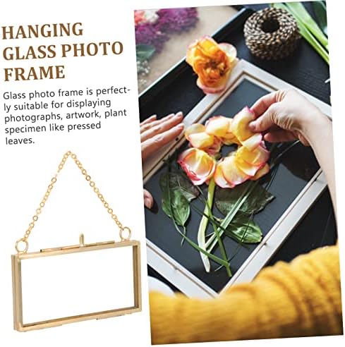 Brass Floating Glass Picture Frame for Pressed Flowers and Artwork Display