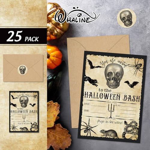 Whaline Halloween Invitation Cards with Envelopes Set of 25
