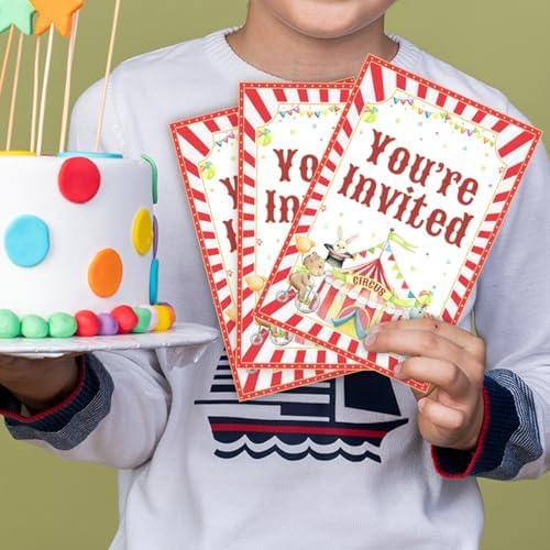 Carnival Birthday Party Invitations with Envelopes