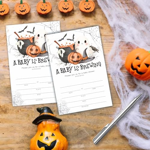 25 Halloween Baby Shower Invites With Envelopes Black