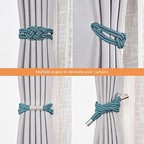 NICEEC 4 Pack Magnetic Curtain Tiebacks Teal