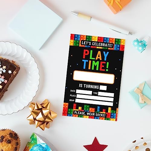 Building Blocks Birthday Invitations Set of 20 with Envelopes