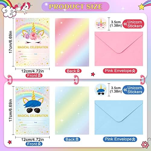 Tallew Unicorn Party Invitation Set 24pcs