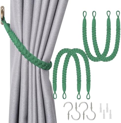 NICEEC 4 Pack Natural Cotton Rope Curtain Holdbacks