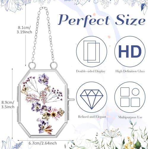Marsui 6pcs Double Glass Frame for Pressed Flowers Silver