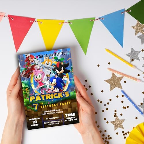 Sonic Birthday Invitations with Envelopes 4x6 Inches