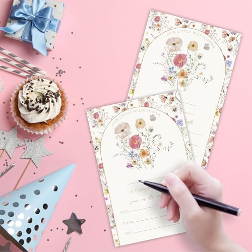 Little Wild Flower Birthday Invitations With Envelopes A15