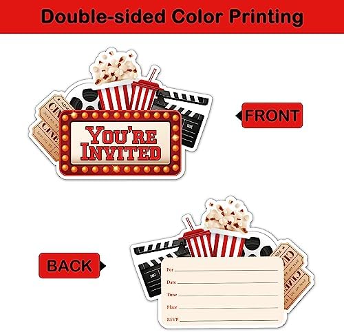 REWIDPARTY Movie Party Invitations Set of 15