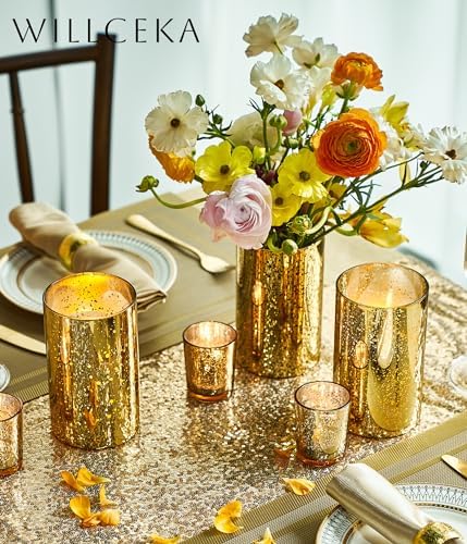 Gold Cylinder Vase Set of 12 for Centerpieces