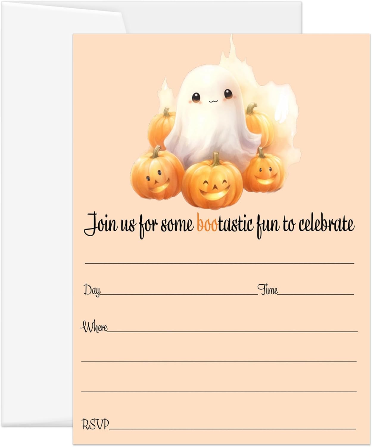 Boo Bash Halloween Invites with Envelopes 25 Guests