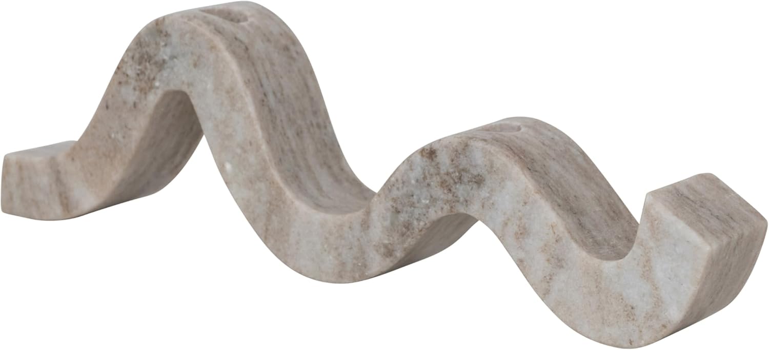 Marble Wave Double Taper Candle Holder Beige