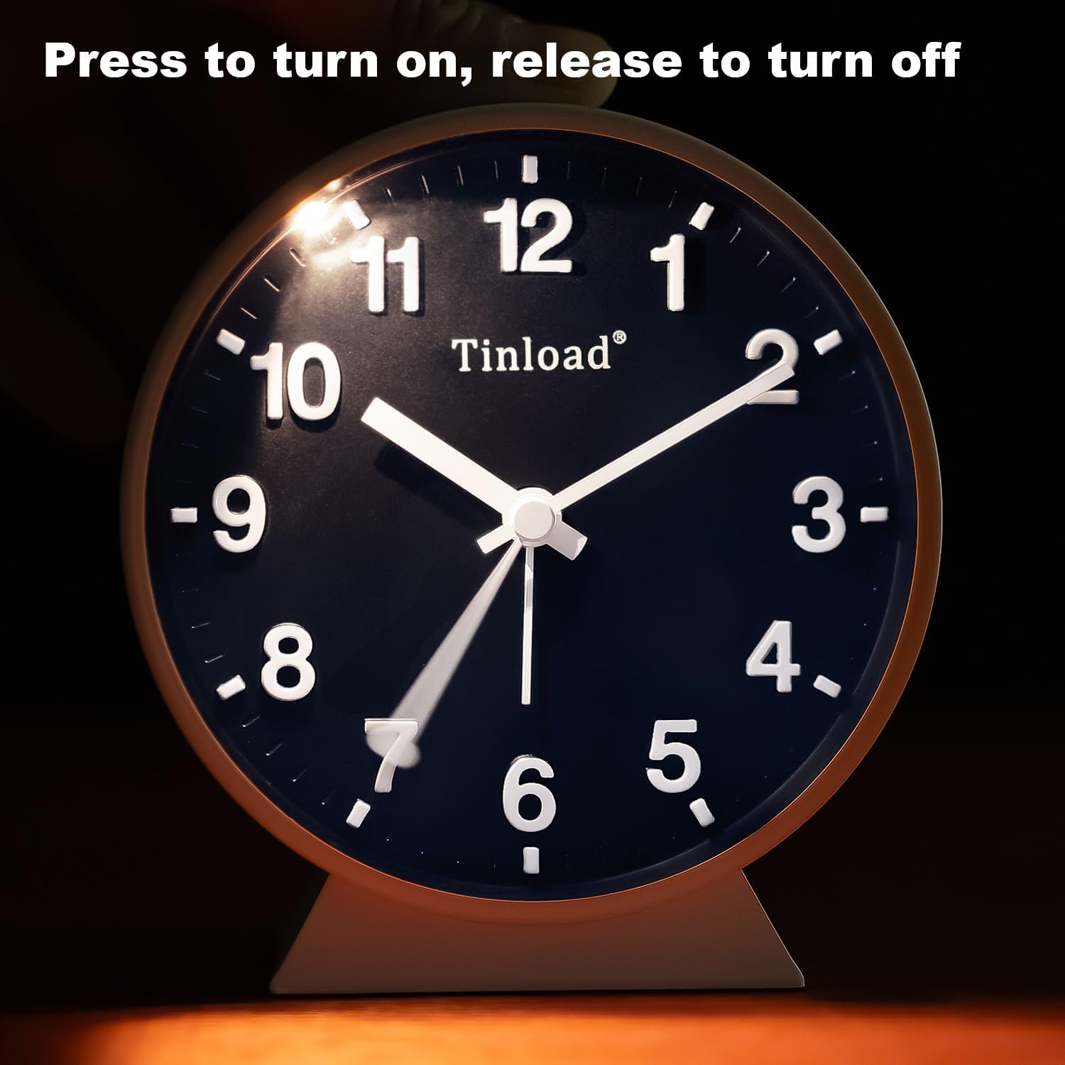 Tinload Analog Alarm Clock with Silent Seconds and Manual Light