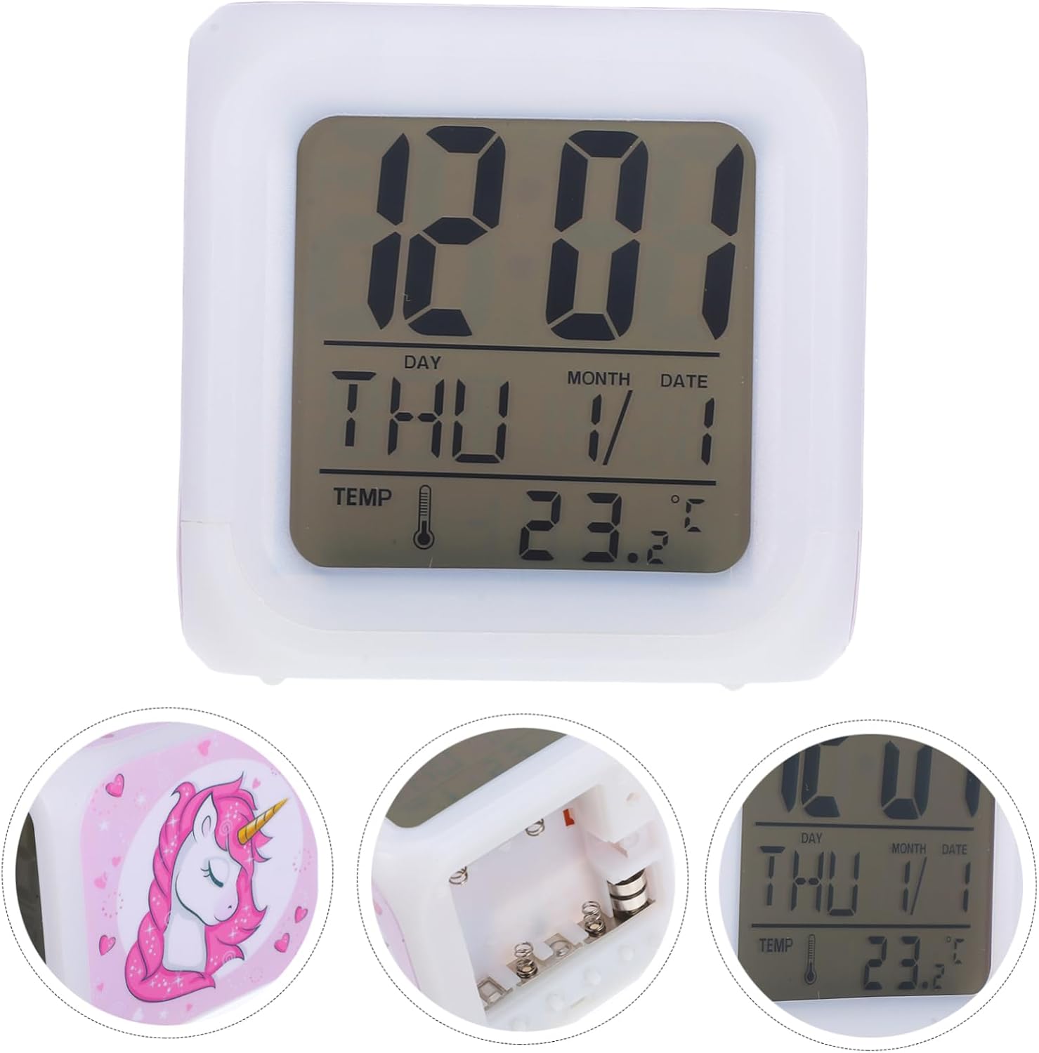 Unicorn LED Alarm Clock Cute Mute Design for Bedroom