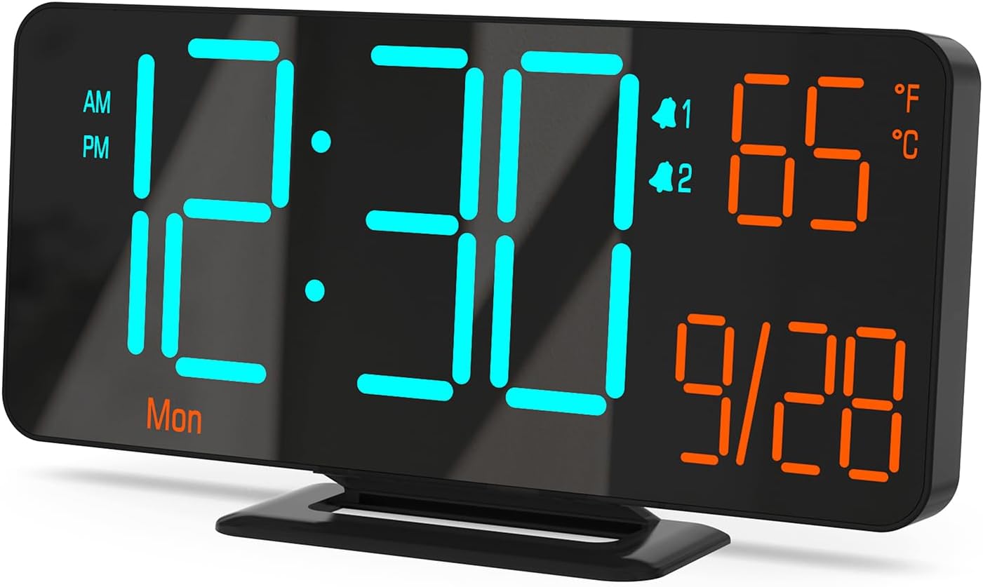 Kosumosu 67 Inch Black Digital Clock with Dual Alarm