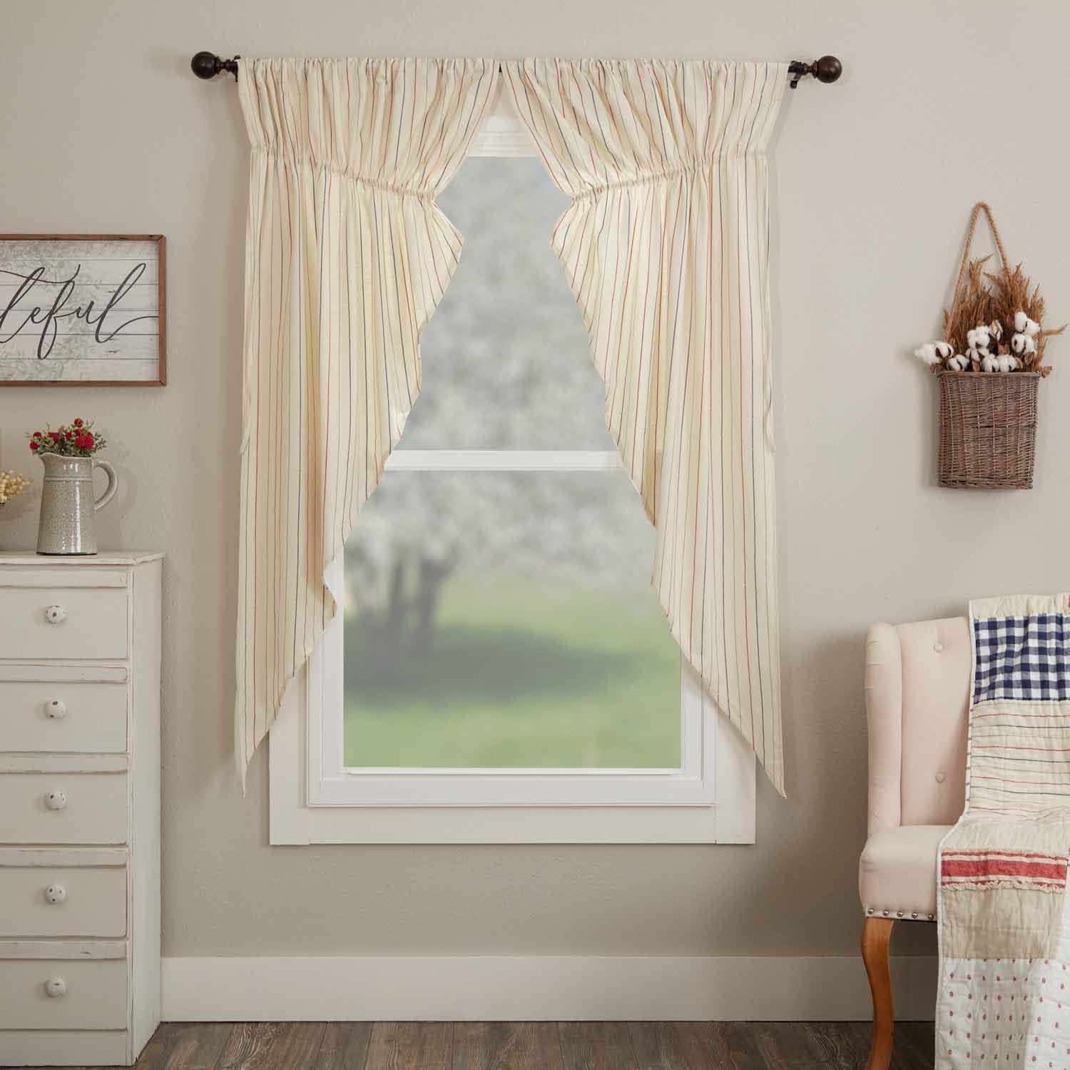 Piper Classics Betsy Stripe Prairie Curtains Set of 2