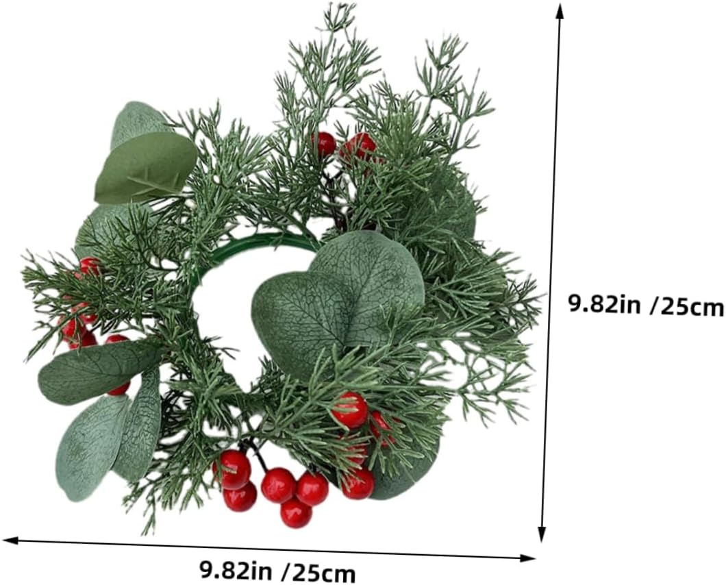 VOSAREA Christmas Candle Wreath with Pine Cones and Poinsettia