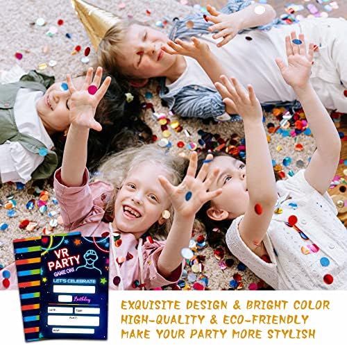 Gaming Birthday Invites with Neon Glow - 20 Pack