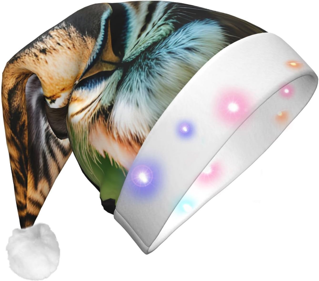 African Animals Print Christmas Party Hat with LED Lights