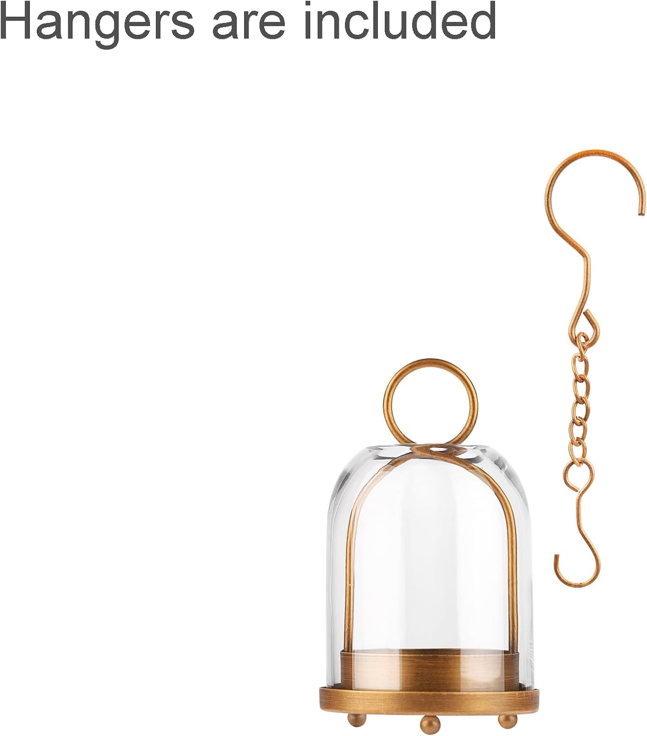 75 Inch High Modern Metal Hurricane Lantern with Brass Finish and Glass Dome