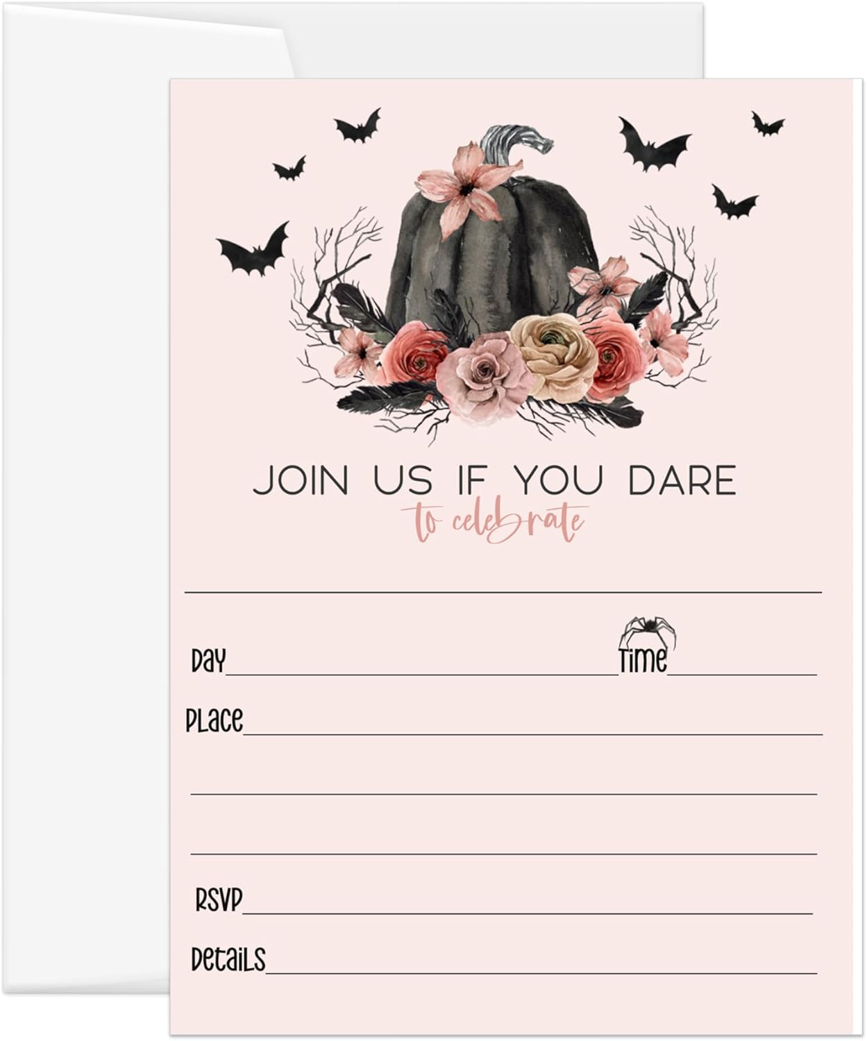 Gothic Pumpkin Halloween Invitations with Envelopes 25 Pack